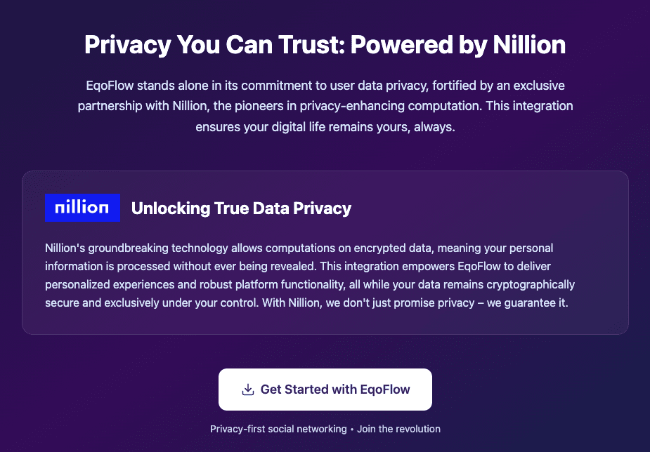 EqoFlow називає себе соцмережею з пріоритетом приватності. Джерело: eqoflowtechnologies.com